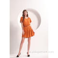 Damen Orange Sommer Minikleid